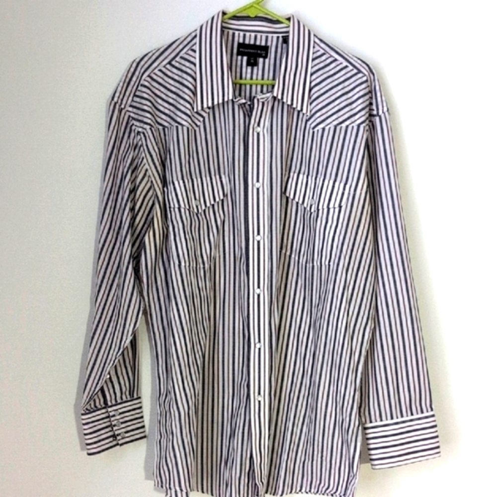 Mens Panhandle Slim Black and White Casual Button Down Shirt